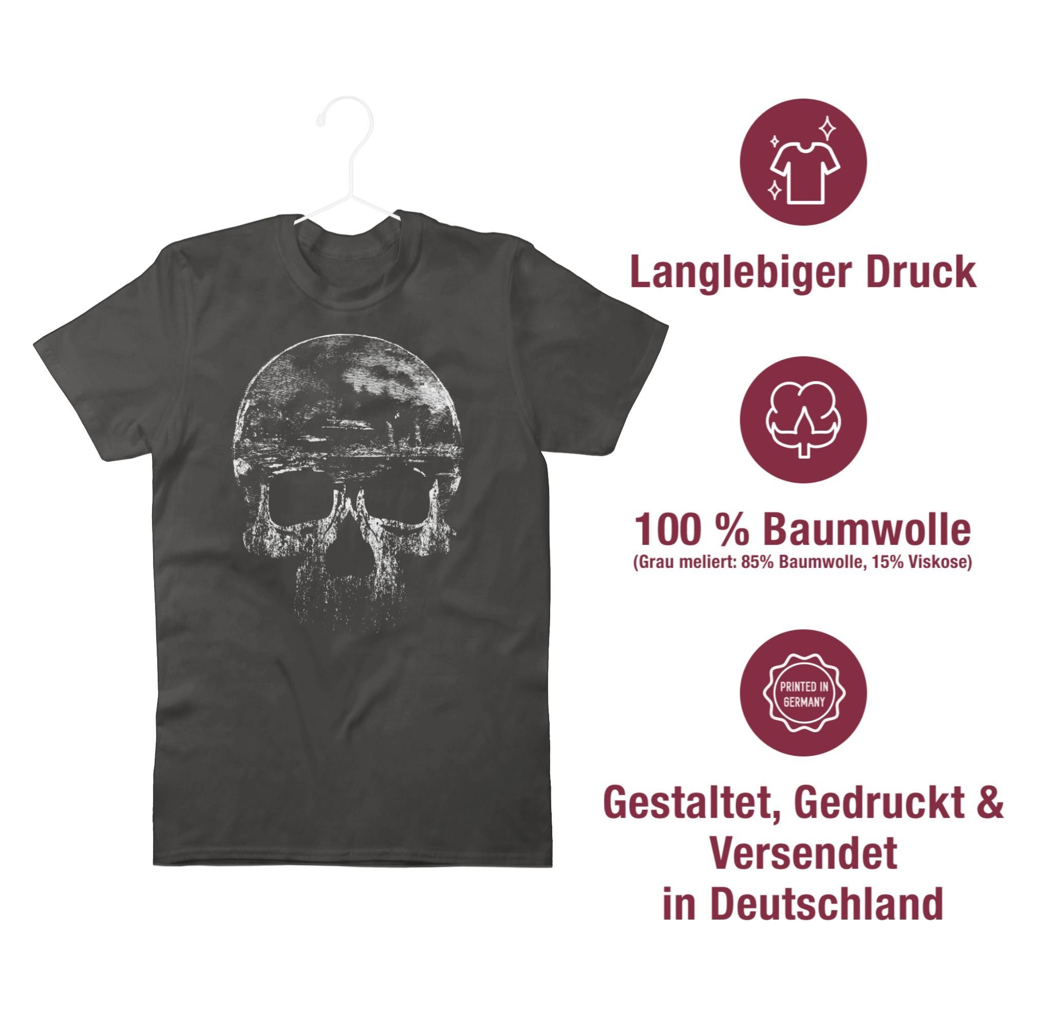 T-Shirt Biker Shirtracer Dunkelgrau Vintage Totenkopf 2