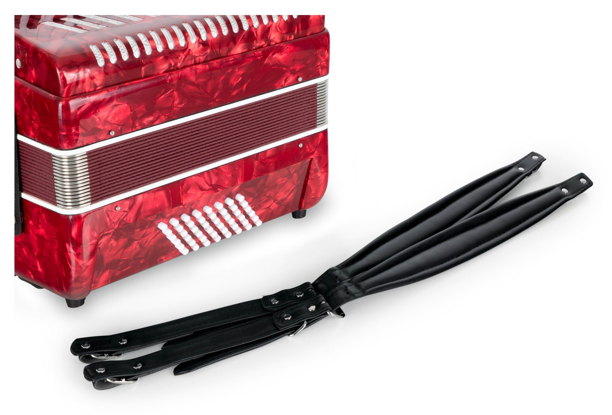 Classic Cantabile Knopf-Akkordeon "Secondo V" - 48 Bass Tastenakkordeon - 2-chörig - 26 Diskanttasten (Kompakt-Set, Inkl. Tasche und Tragegurte), mit Riemen & Rucksack-Tasche