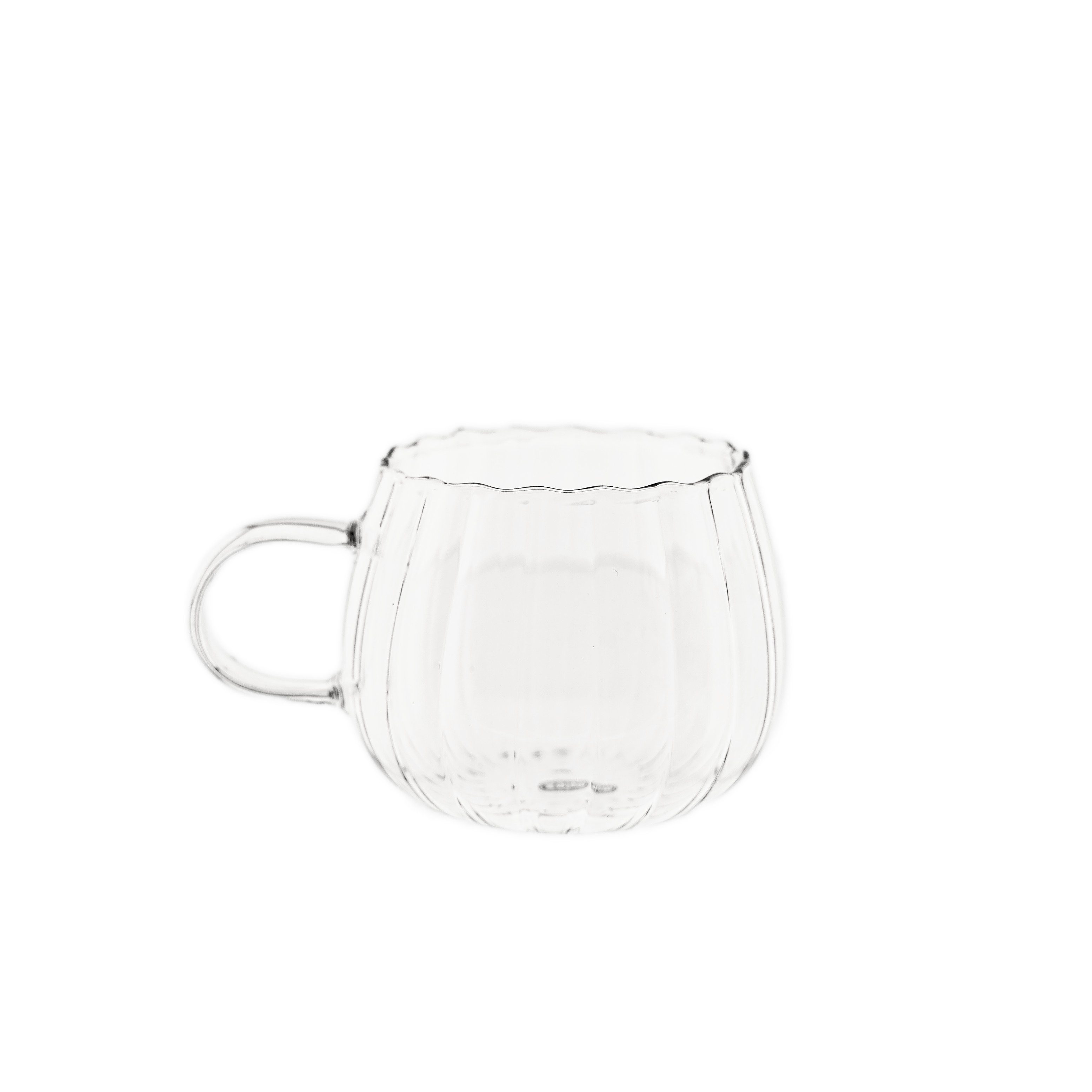 Mulex Gläser-Set mit Henkel 250 ml - Hitzebeständiges Glas mit Riffle-Design, 4-tlg., Glas