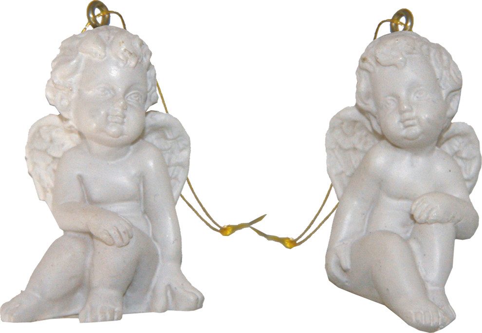 FADEDA Engelfigur 2x FADEDA Engel mit Goldfaden, weiß, Höhe in cm: 4,5