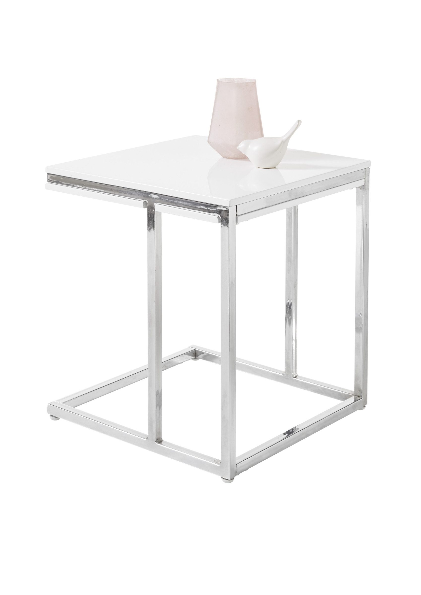 freiraum Beistelltisch Reno mini, in MDF weiß, Metall verchromt - 45x50x45c günstig online kaufen