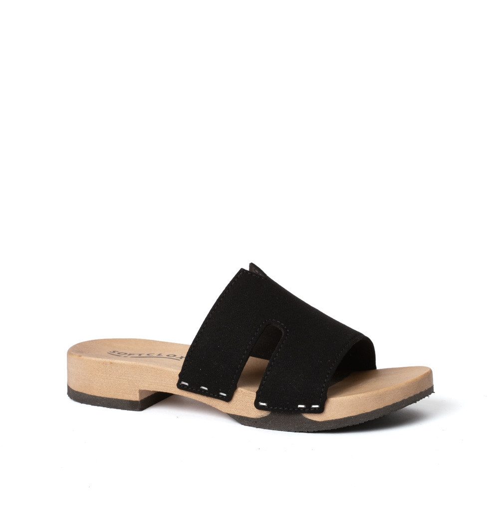 Softclox BLIDA vegan Velourseffekt schwarz (hazelnut) Pantolette