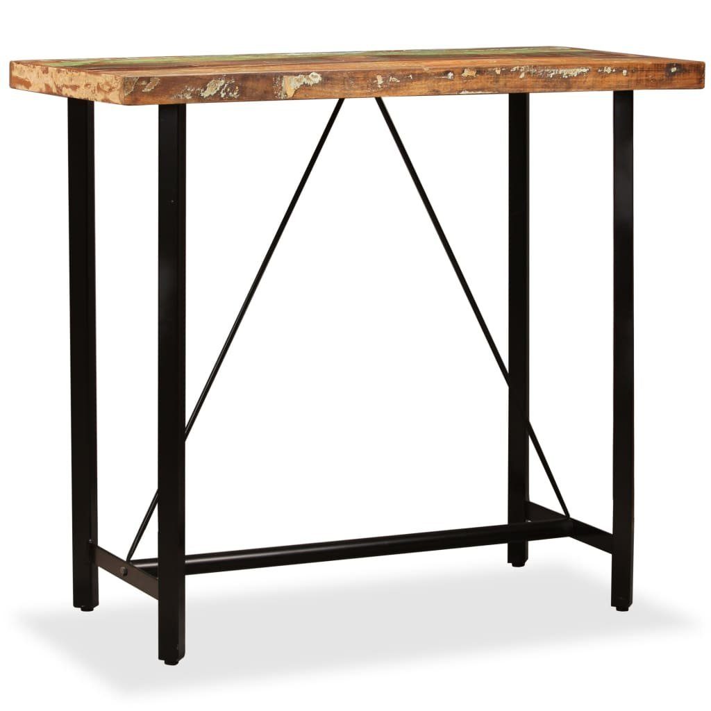 vidaXL Essgruppe 5-tlg. Bar-Set Altholz Massiv, Echtleder und Canvas, (4-tlg)