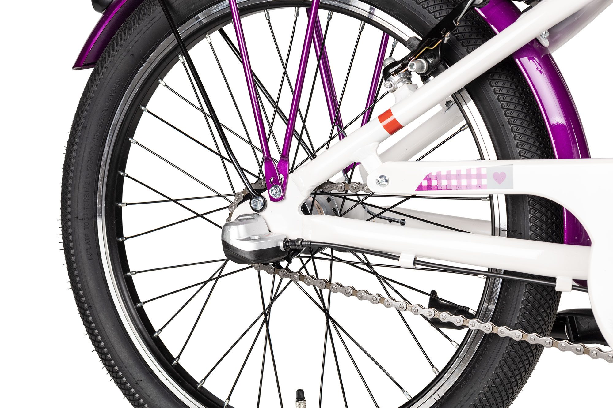 Almrausch Kinderfahrrad GLÜCK 3 20 Nexus, 3 Gang Shimano Nexus 3 Rücktritt Schaltwerk, Nabenschaltung Rücktritt, Nabenschaltung Rücktritt weiß