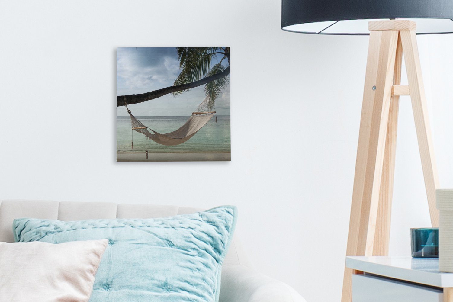 Hängematte Palme Bilder OneMillionCanvasses® Wohnzimmer - (1 Strand, Schlafzimmer - St), für Leinwandbild Leinwand