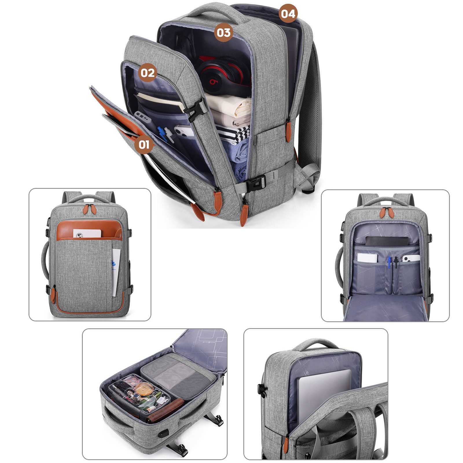 REDOM Reiserucksack Handgepäck Rucksack mit Anti-Diebstahl-Tasche günstig online kaufen
