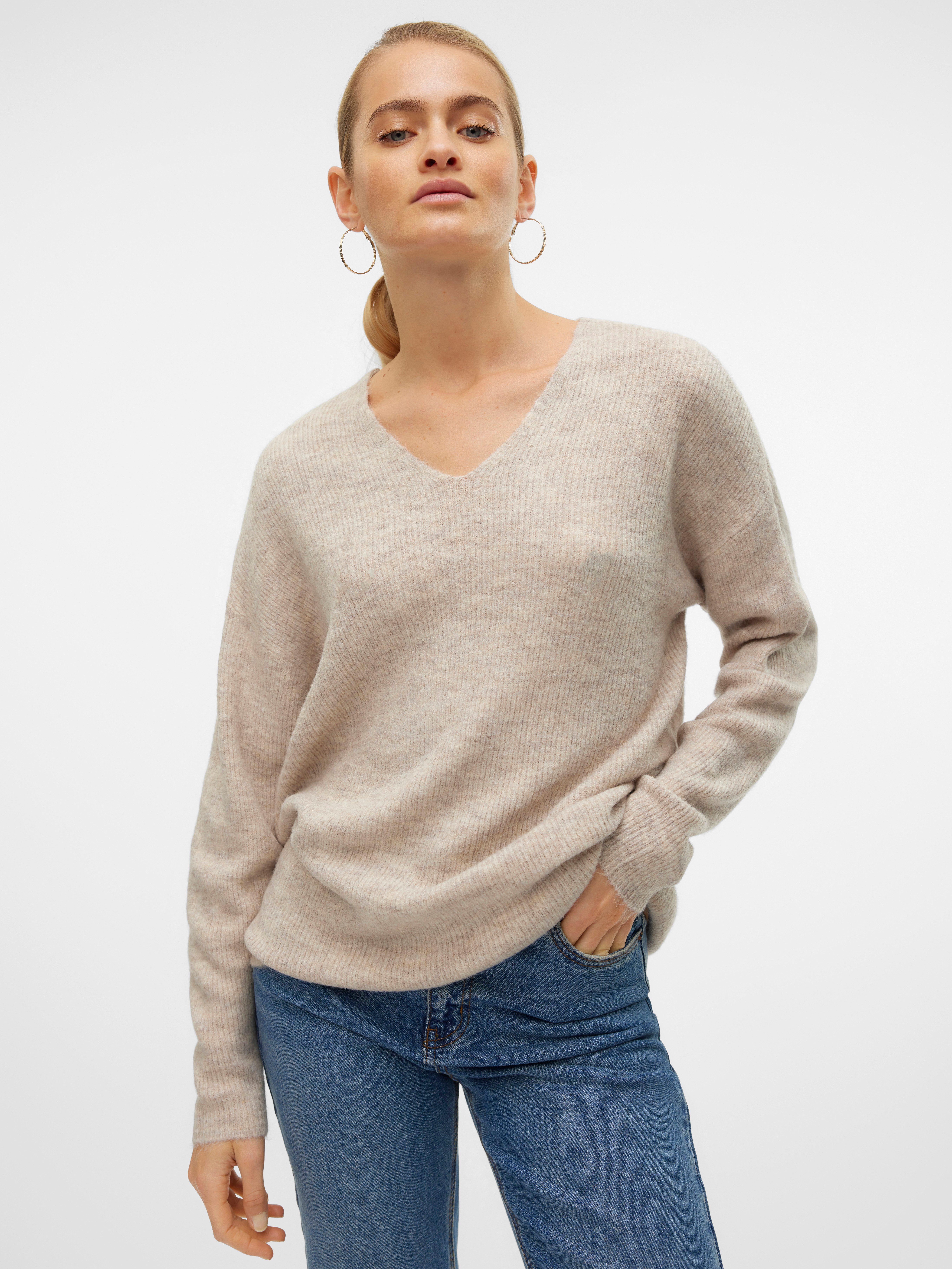 Vero Moda V-Ausschnitt-Pullover VMCREWLEFILE LS V-NECK BLOUSE NOOS