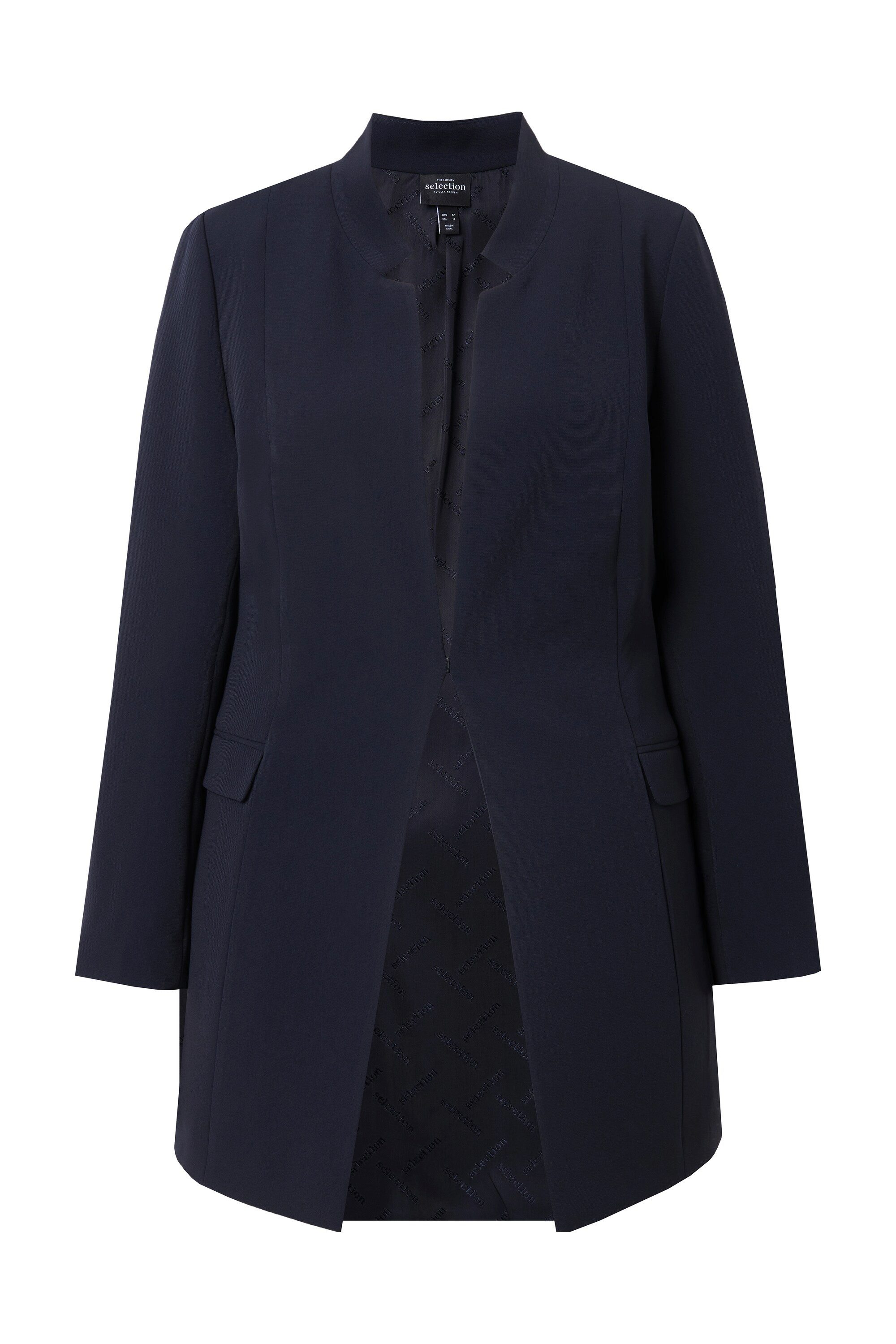 Ulla Popken Sommerjacke Acetat-Blazerjacke Stehkragen Hakenverschluss günstig online kaufen