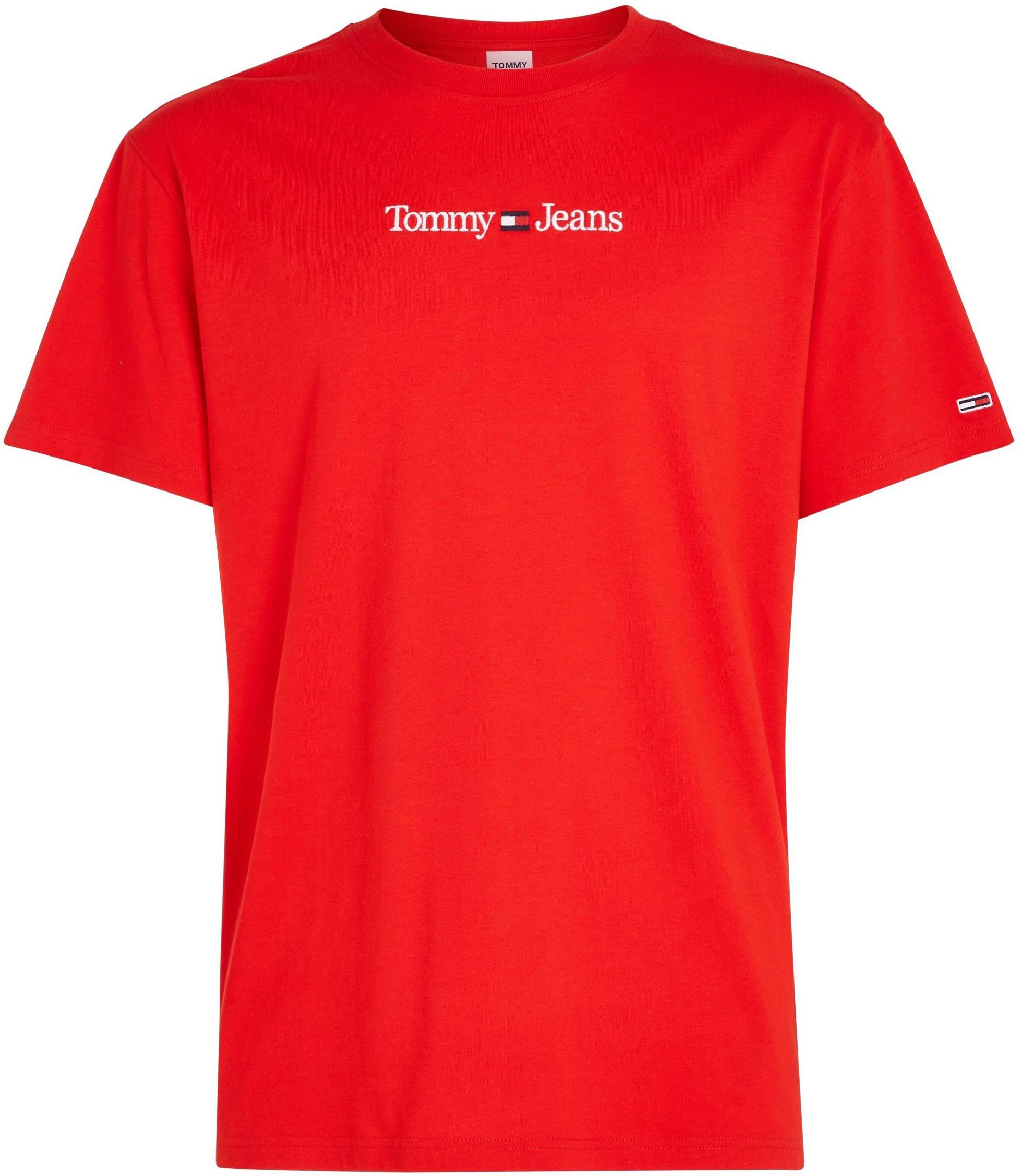 mit CLASSIC TEE TJM T-Shirt Tommy Logostickerei LOGO LINEAR Jeans DeepCrimson