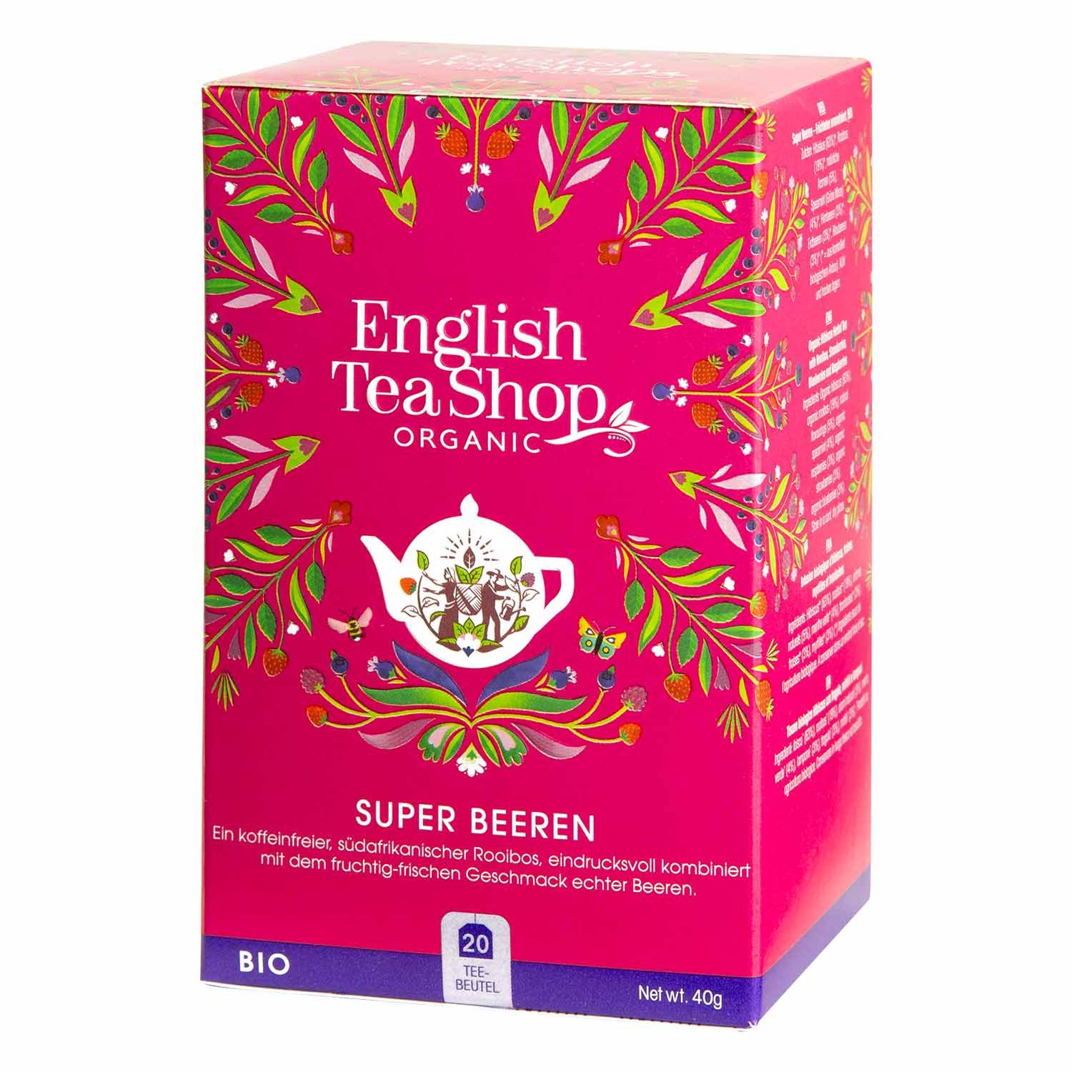 English Tea Shop Tee Super Beeren, BIO, 20 Teebeutel, Erfrischend, mit leichter Minznote.
