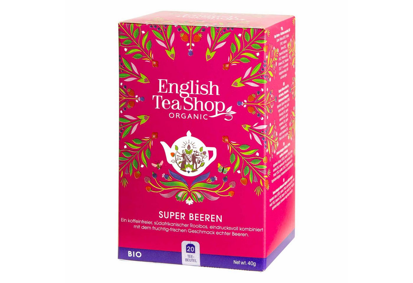 English Tea Shop Tee Super Beeren, BIO, 20 Teebeutel, Erfrischend, mit leichter Minznote.