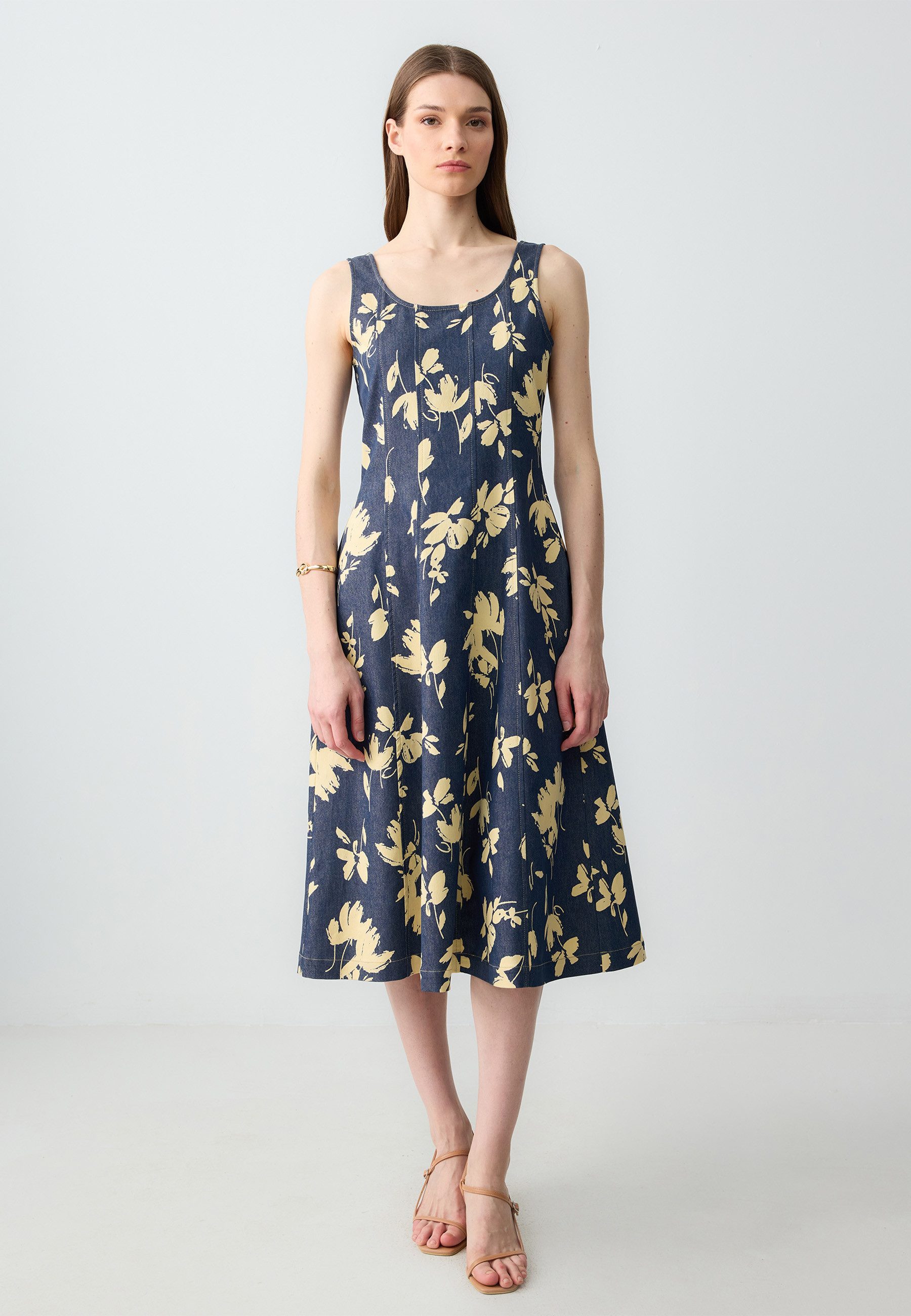 Minikleid Gewebtes Marineblaues Kleid