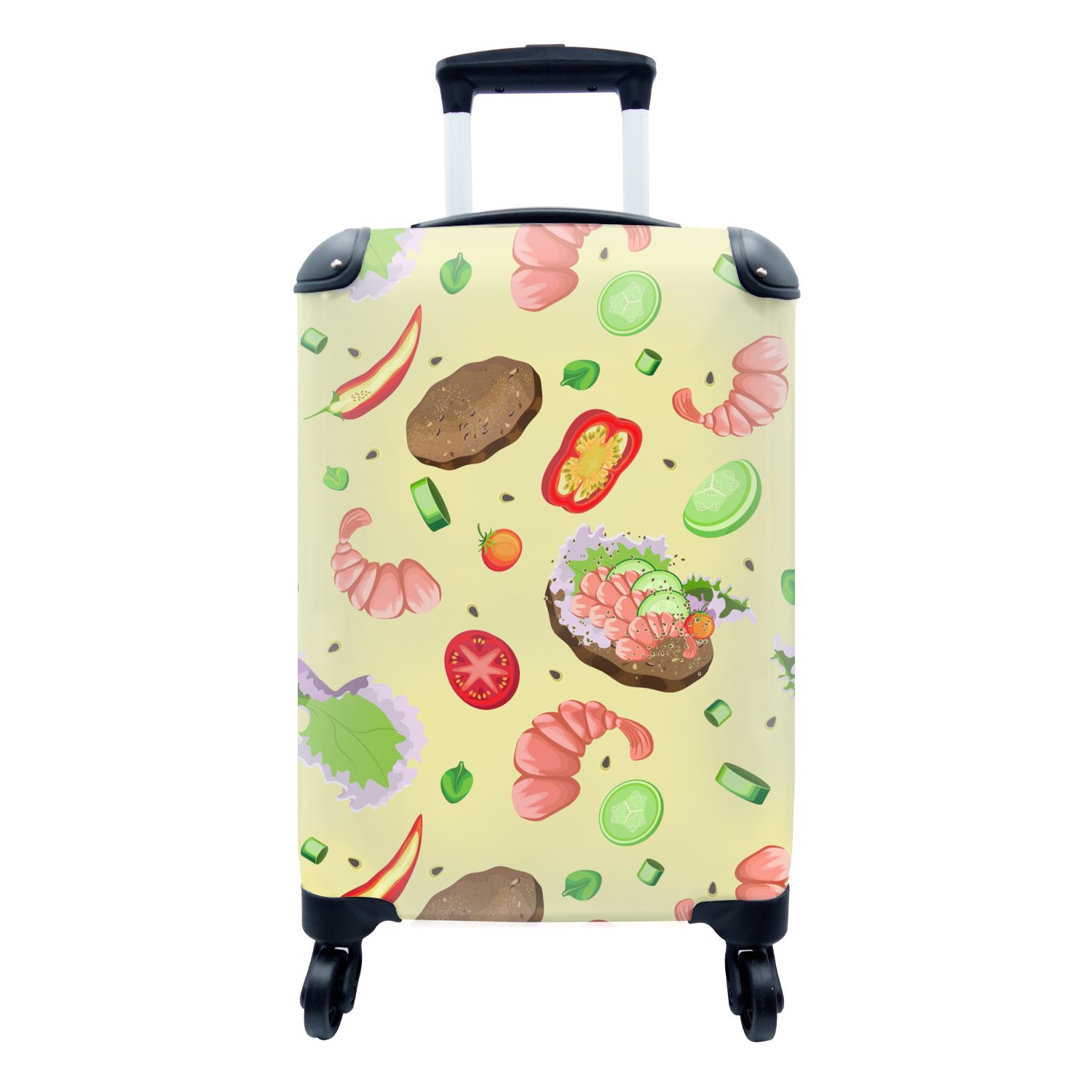 MuchoWow Handgepäckkoffer Muster - Lebensmittel - Gemüse, 4 Rollen, Reisetasche mit rollen, Handgepäck für Ferien, Trolley, Reisekoffer
