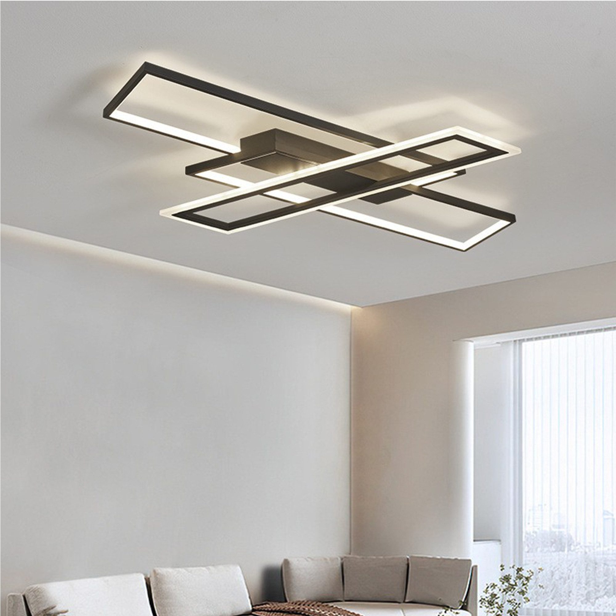 OYLCDI Deckenleuchten LED Deckenlampe 6 Rahmen,Dimmbar mit Fernbedienung für Wohnzimmer, LED fest integriert, 72W 3000-6500k, Modern Runde Wohnzimmer Schlafzimmer Arbeitszimmer Esszimmer Dekoration Lampen, Wohnzimmer-Leuchte