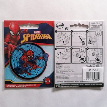 MARVEL Aufnäher Bügelbild, Aufbügler, Applikationen, Patches, Flicken, zum aufbügeln, Polyester, Spiderman Comic Netz Button - Größe: 6,4 x 6,1 cm