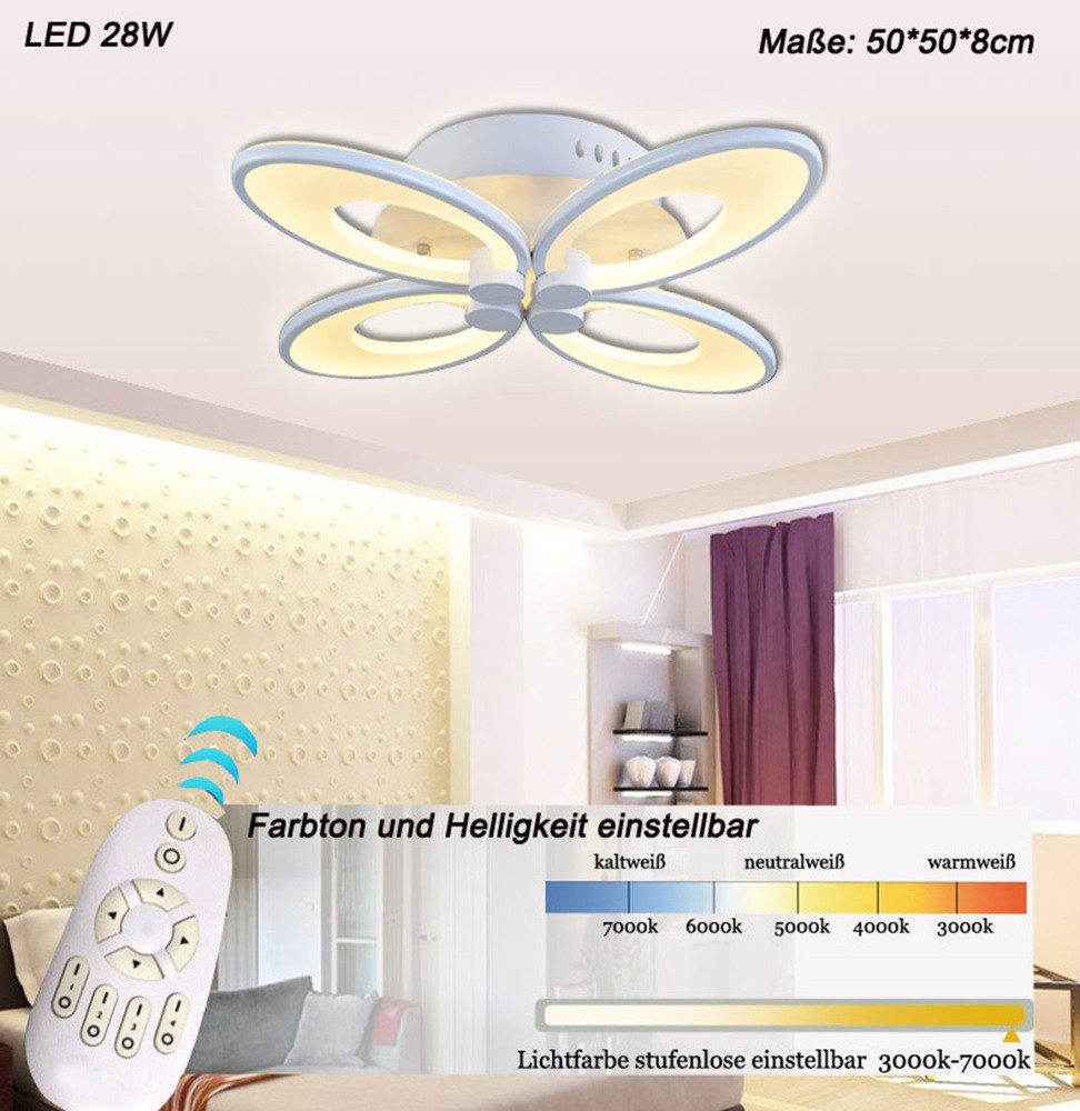 Eurotondisplay LED Deckenleuchte LED Deckenlampe Fernbediening Farbton einstellbar dimmbar TOP Angebot, LED fest integriert, Warm- bis Kaltweiß, Lichtfarbe und Helligkeit mit Fernbedienung einstellbar