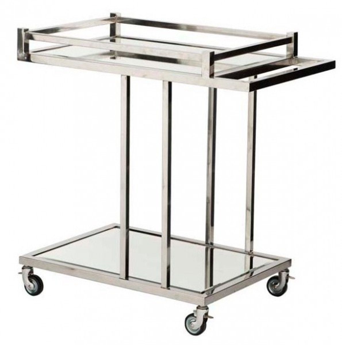 Casa Padrino Bartisch Luxus Bar Trolley Servierwagen aus Edelstahl und Glas 78 x 46 x H. 79 cm - Luxus Hotel & Restaurant Einrichtung Möbel