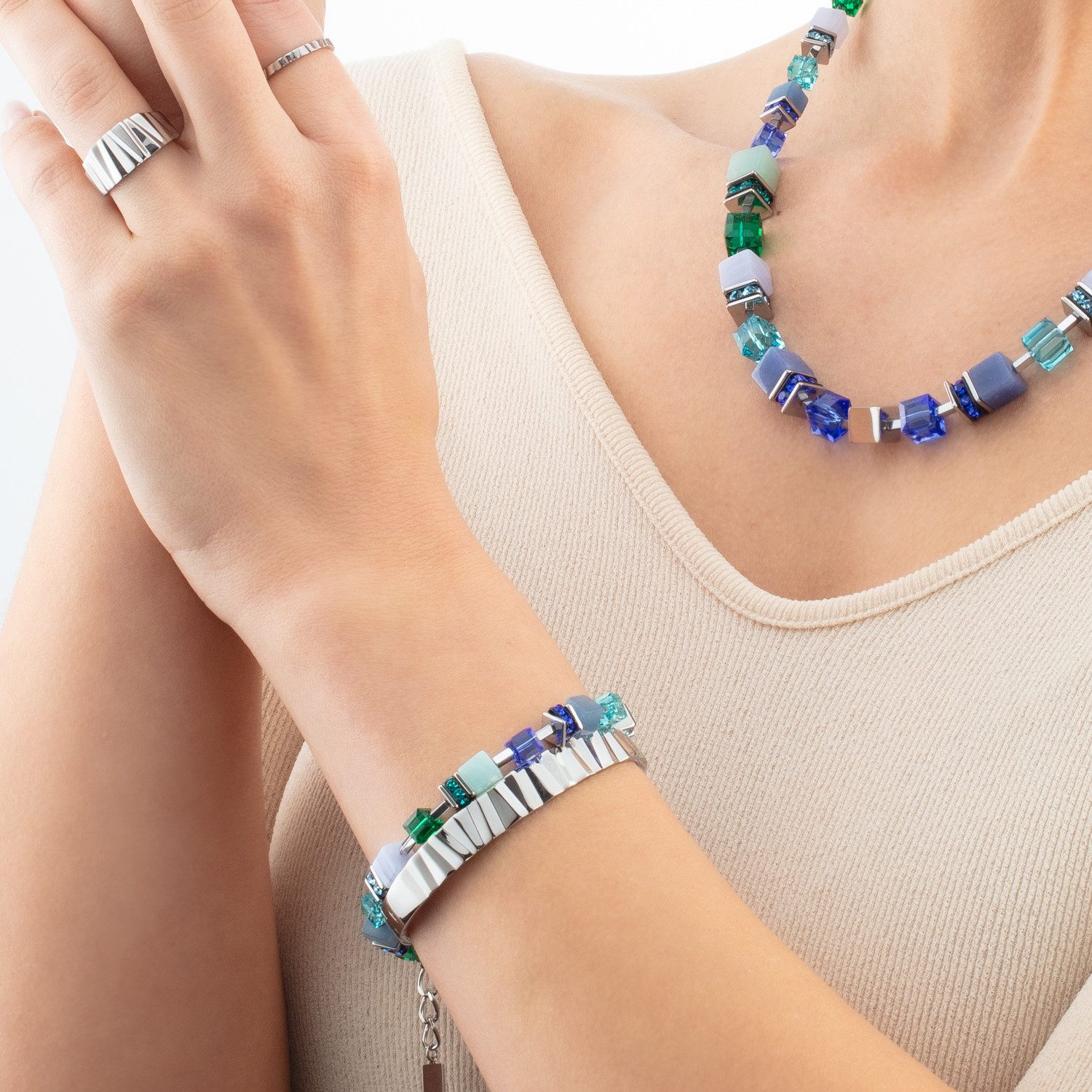 COEUR DE LION Armreif Schmuck Geschenk Edelstahl Würfelkette