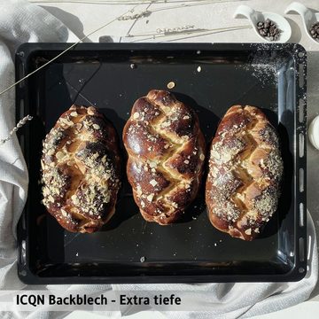 ICQN Backblech 455 x 375 mm, Emailliert, (1-St), Extra Tiefe Emaillierte Fettpfanne, Kratzfest & Rostfrei