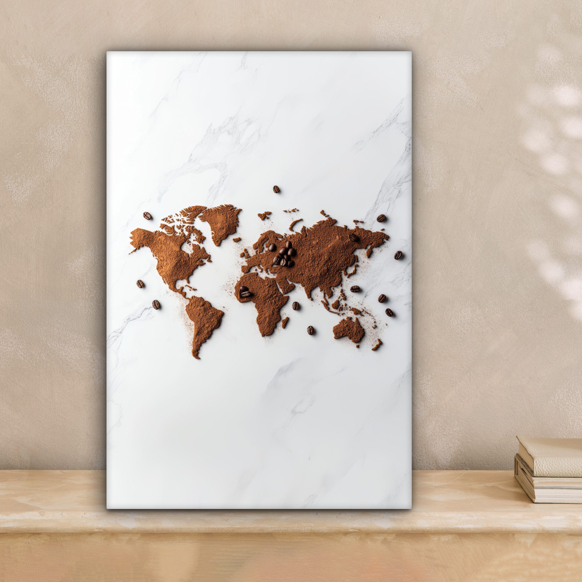 OneMillionCanvasses® Leinwandbild Weltkarte - Kaffee - günstig online kaufen