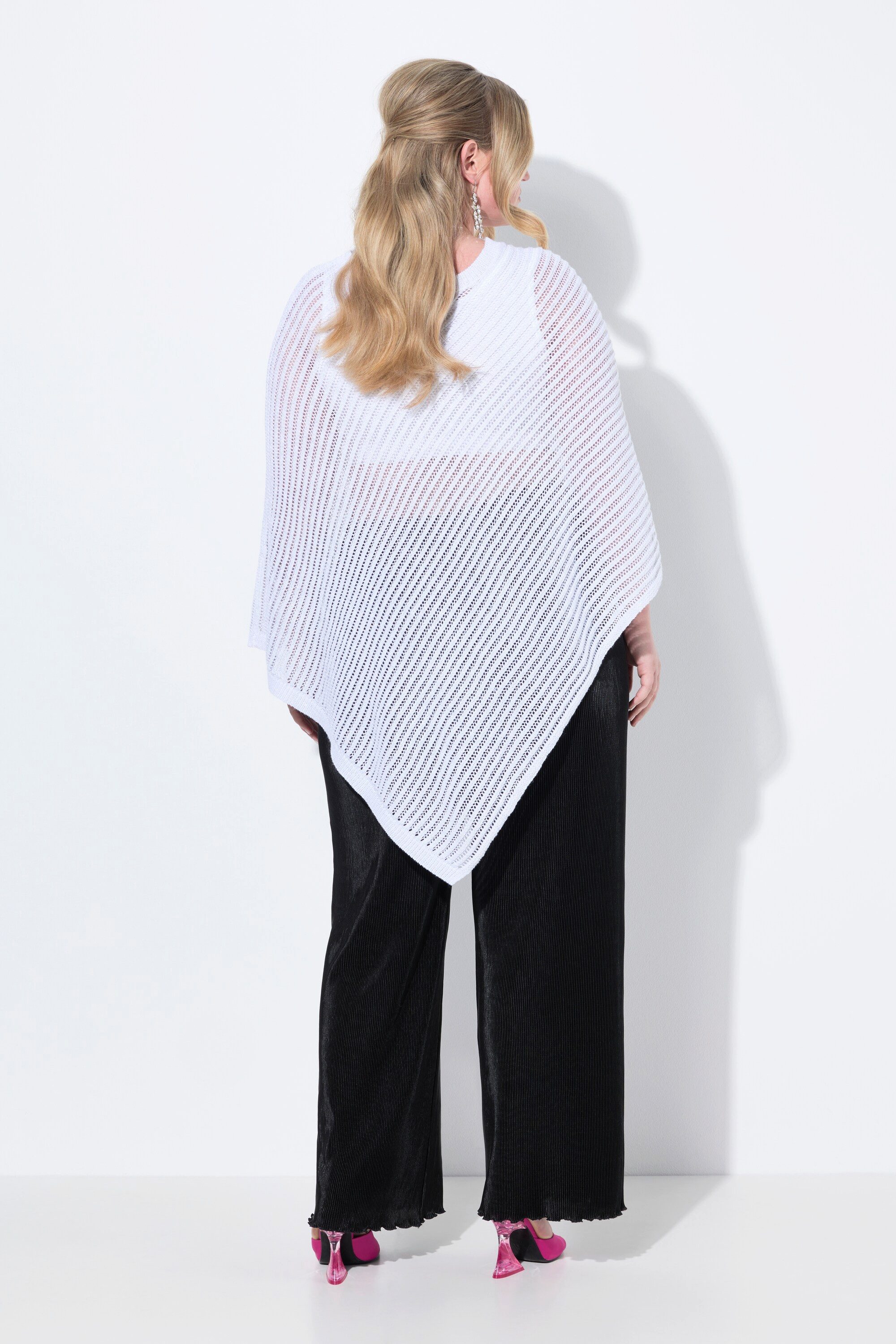 MIAMODA Pullunder Poncho oversized Glitzer-Strick Zipfelsaum