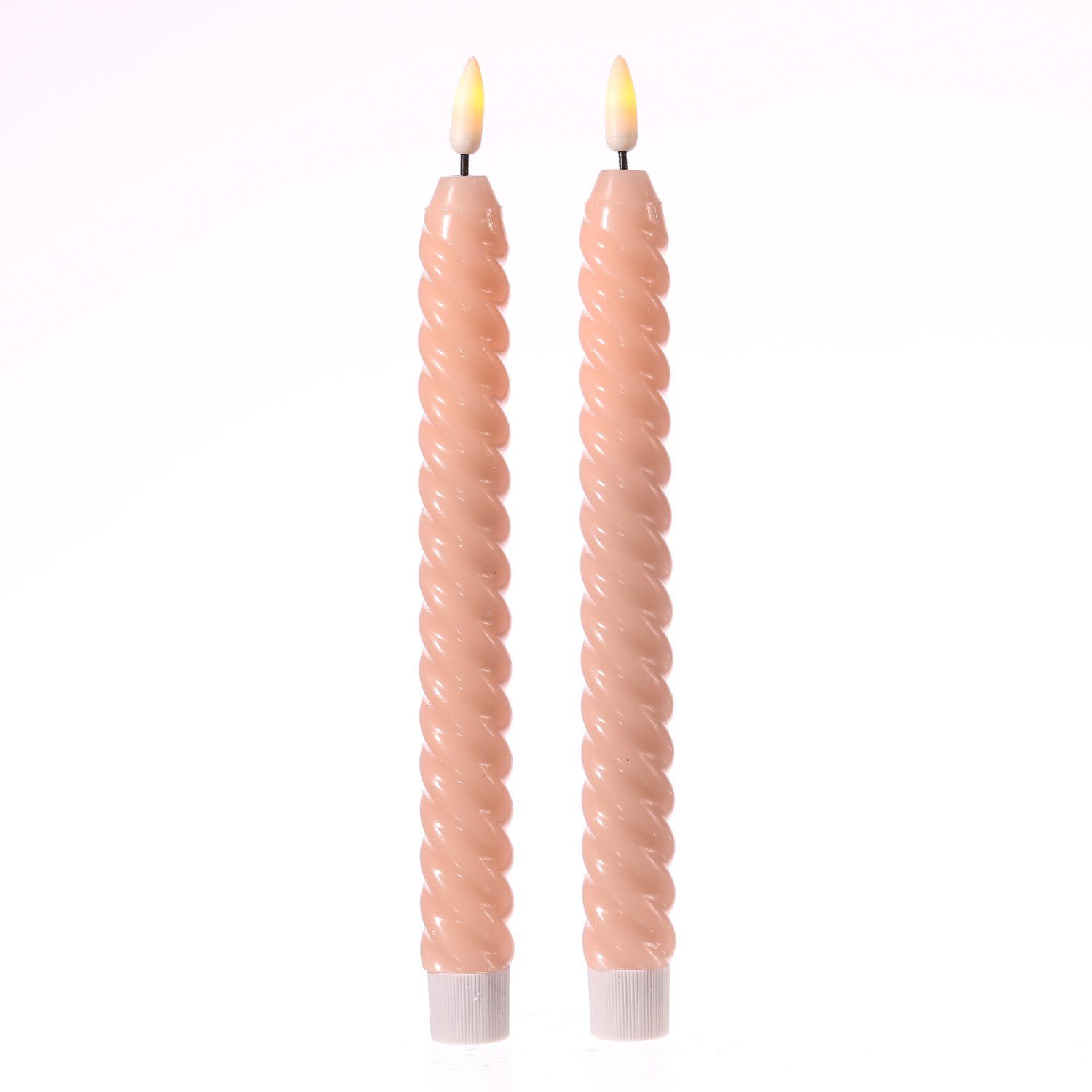MARELIDA LED-Kerze LED Stabkerzen Twist Tafelkerzen gedreht Echtwachs 25cm Timer rosa 2St, LED Classic, warmweiß (2100K bis 3000K)