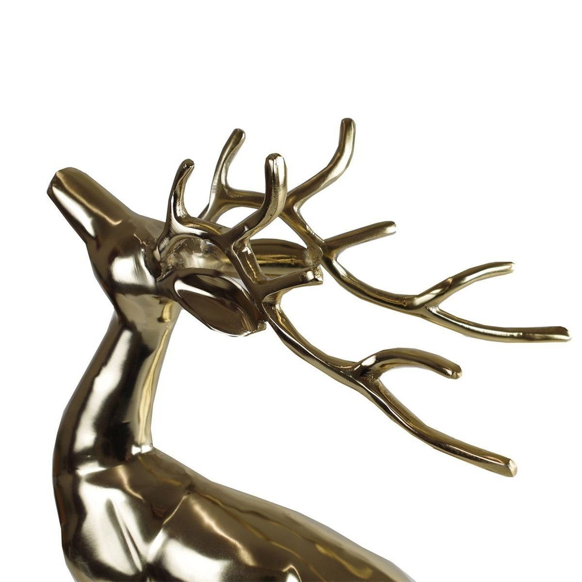 Lesli Living Dekoobjekt Dekohirsch Aluminium gold ca. 30x18x50cm poliertem Hinstellen aus stehend zum Hirsch