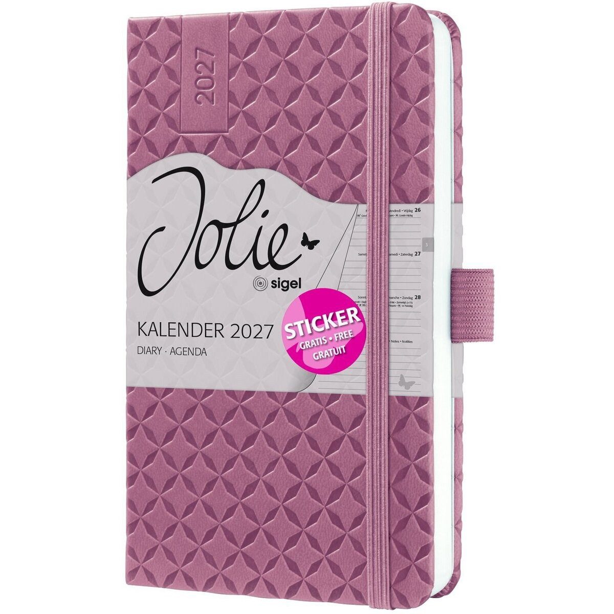 Sigel Taschenkalender Wochenkalender Jolie 2027 Hardcover ca. A6 Dusty Red 174 Seiten