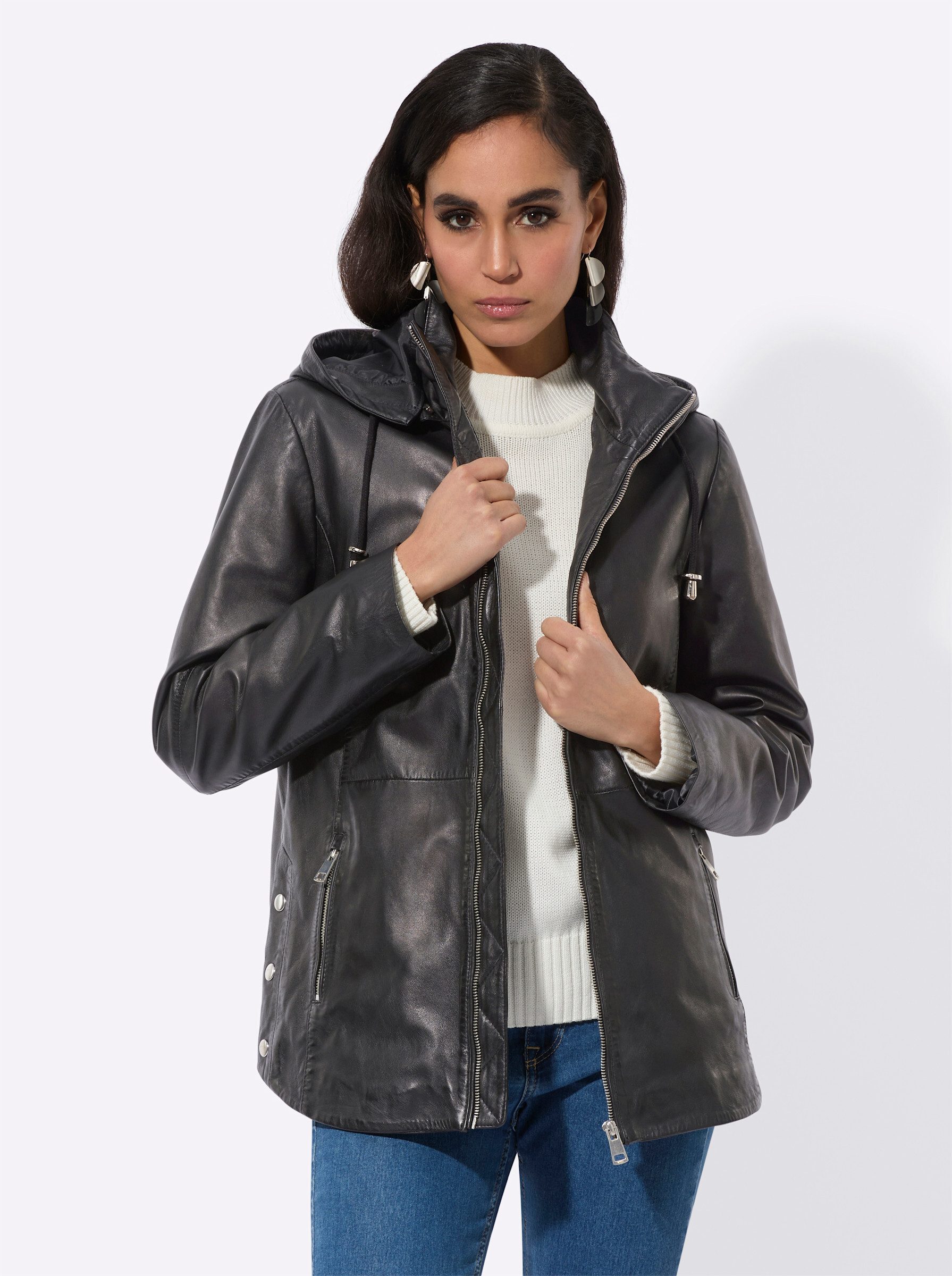 Mainpol Lederjacke, mit Kapuze günstig online kaufen