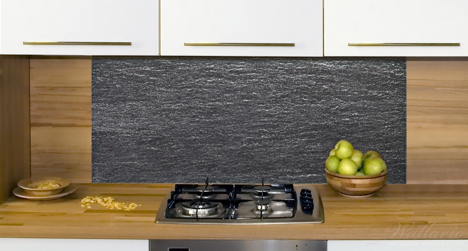 Wallario Küchenrückwand schwarz-weiße Muster Steintafel (1-tlg) Optik,