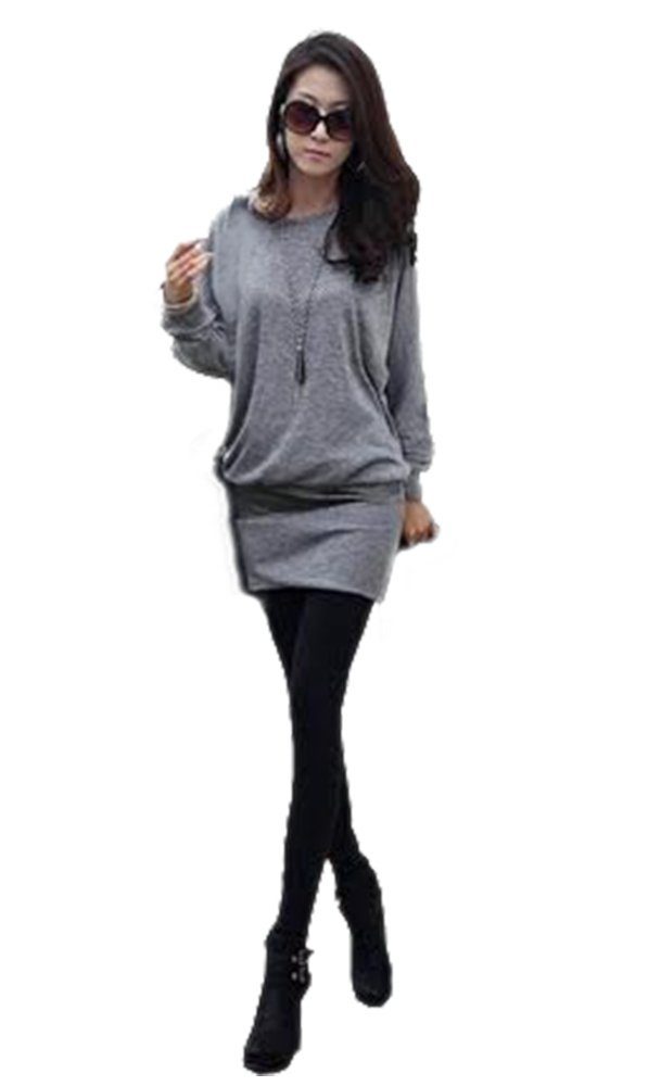 XXL S Damen Grau Pulli Mississhop Minikleid XL M Glitzer L 9531 Partykleid festlich Tunika Kleid