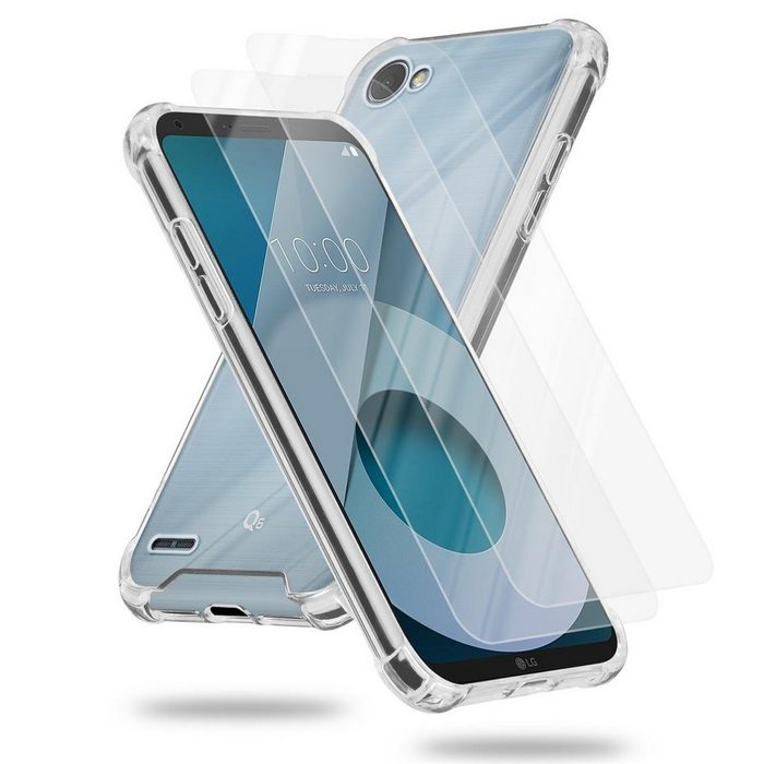 Cadorabo Handyhülle Hybrid Acrylic + 2x Tempered Gläser LG Q6 / G6 MINI Hülle und 2x Tempered Schutzglas - Schutzhülle - Cover Case