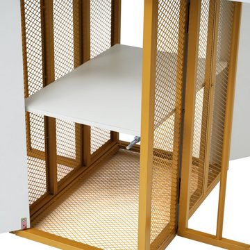 KLAM HOME Esstisch Essgruppe Gestell aus Metall Klappbarer Esstisch (Tisch Ohne Stühl /Tisch plus 6 Stühle), Multifunktionaler Tisch mit Lagerraum Weiß und Gold Höhe 75 cm