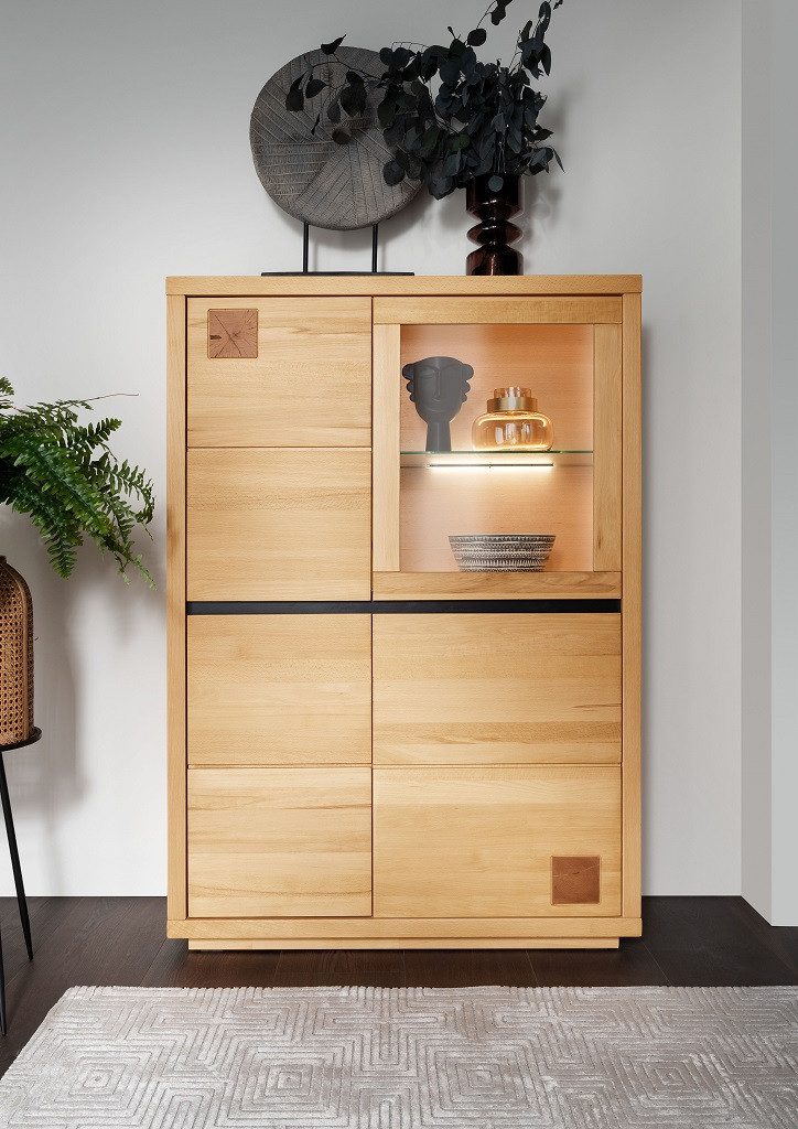 Main Möbel Highboard Highboard Kommode 103x148cm Kernbuche geölt Bergamo