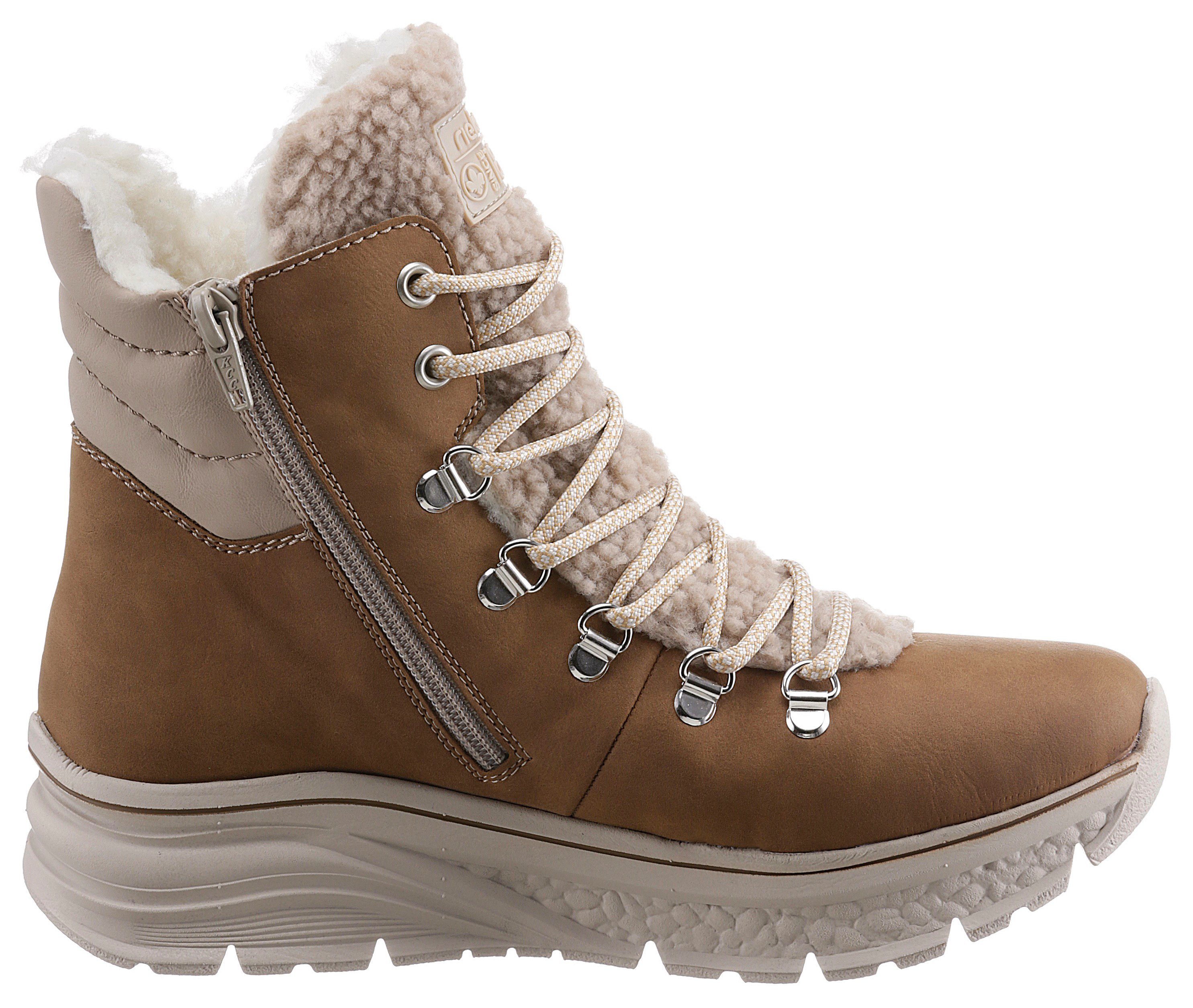 kuscheligem Warmfutter Rieker braun-beige Winterboots mit