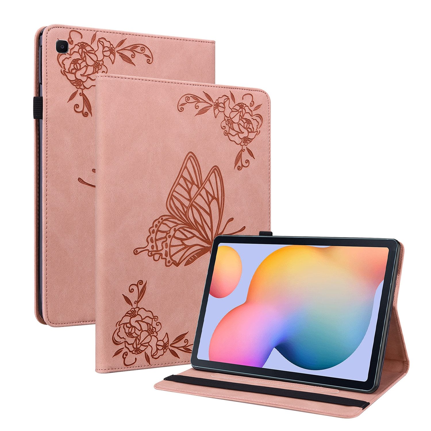 Wigento Tablet-Hülle Für Samsung Galaxy Tab S6 Lite 2024 2022 Motiv Kunstleder Tasche Pink, Kunstleder Schutzhülle Smart Case Design Cover