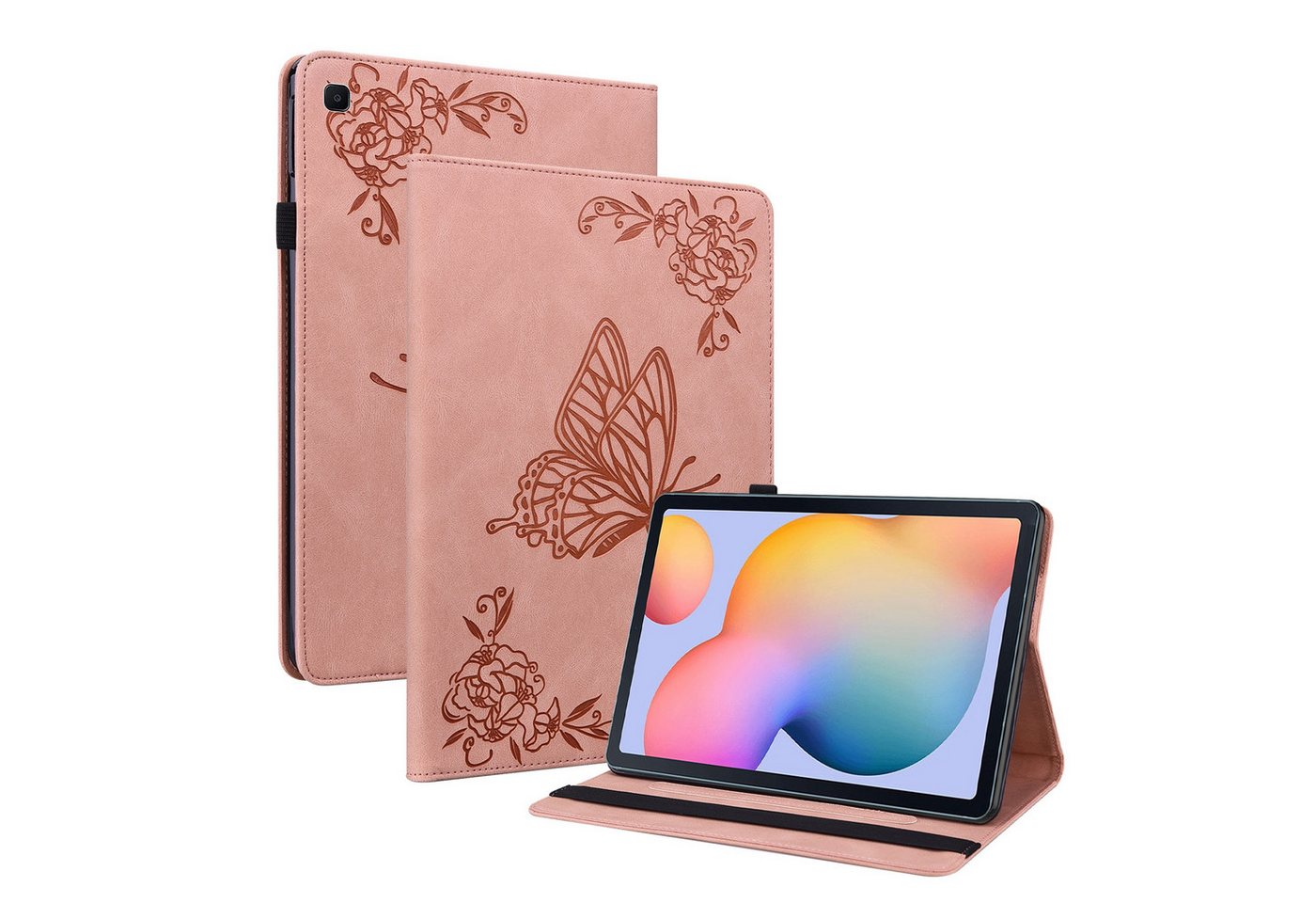 Wigento Tablet-Hülle Für Samsung Galaxy Tab S6 Lite 2024 2022 Motiv Kunstleder Tasche Pink, Kunstleder Schutzhülle Smart Case Design Cover