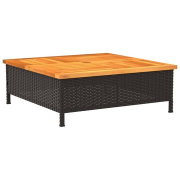 vidaXL Gartentisch Gartentisch Schwarz 70x70x25 cm Rattan und Akazienholz (1-St)