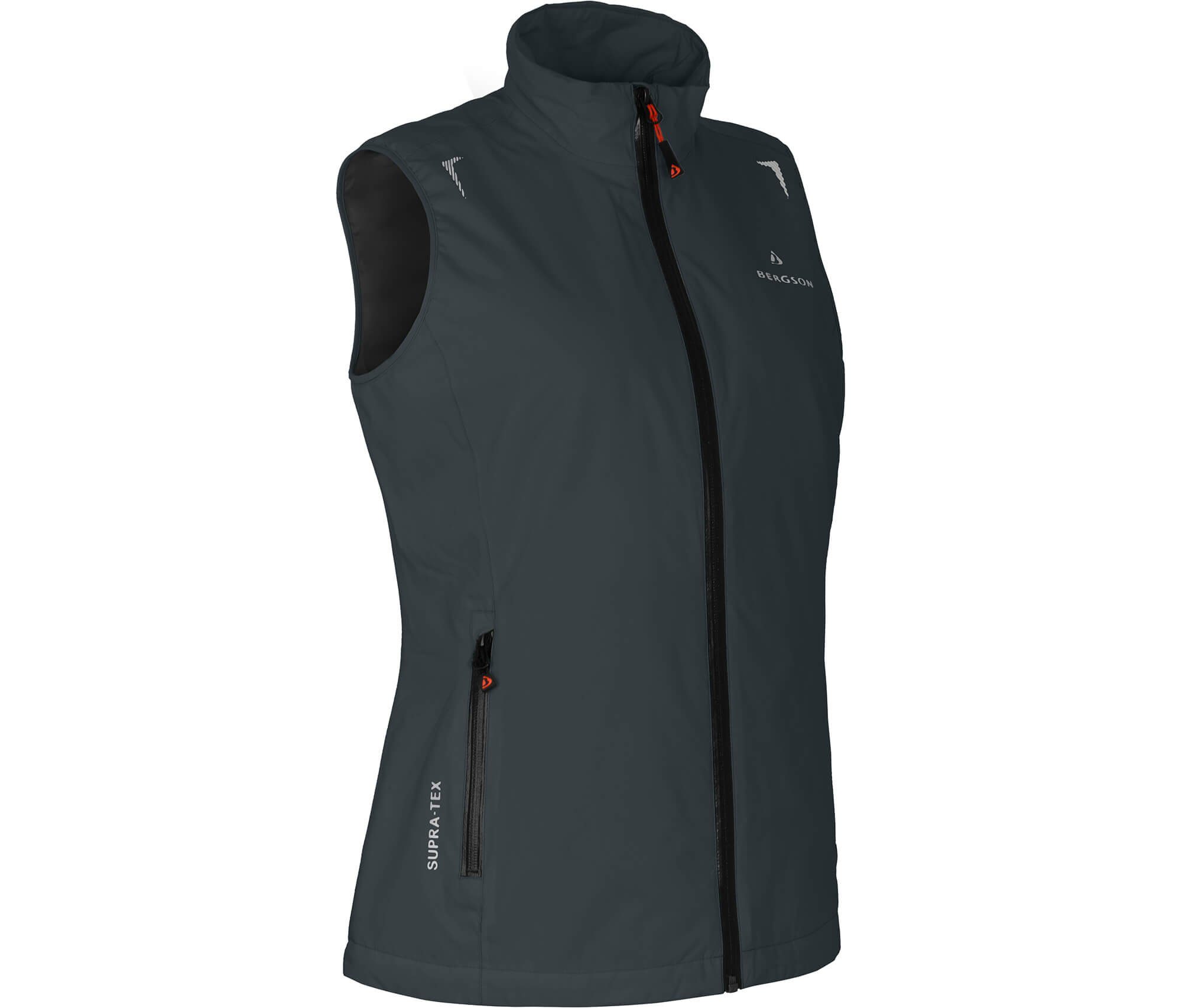 Bergson Outdoorjacke HELLI THERMO Weste Damen Regenweste, Netzfutter, 12000 mm Wassersäule, Normalgrößen, dunkel grau