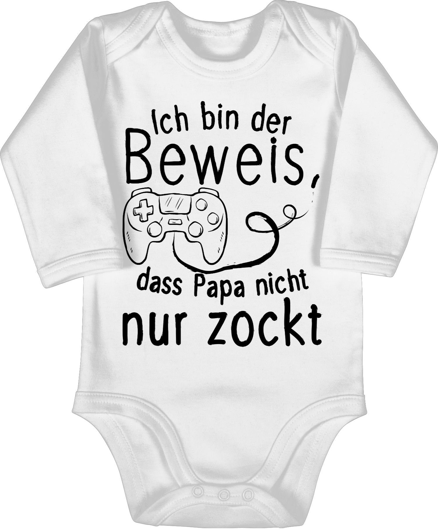 Shirtracer Shirtbody Ich bin der Beweis dass Papa nicht nur zockt Geschenk Vatertag Baby 1 Weiß