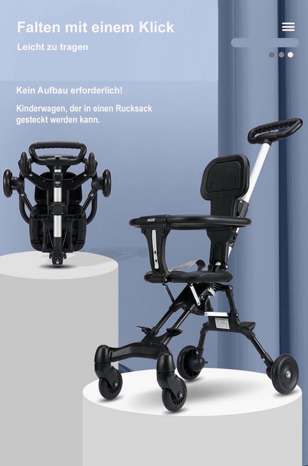 TPFFamily Kinder-Buggy Kinderwagen City Buggy leicht und klappbar flexbler Kinderbuggy, mit Sitzkissen und Sonnenverdeck, faltbar mit einem Handgriff