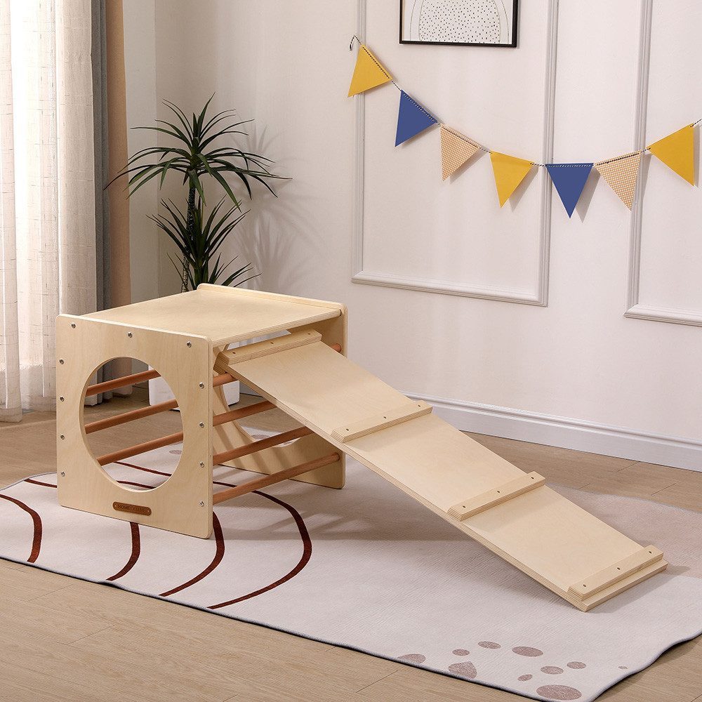 HOME DELUXE Kletterwand Kletterwürfel mit Rutsche FINN, Kletterampe, Kletterdreieck, Montessori