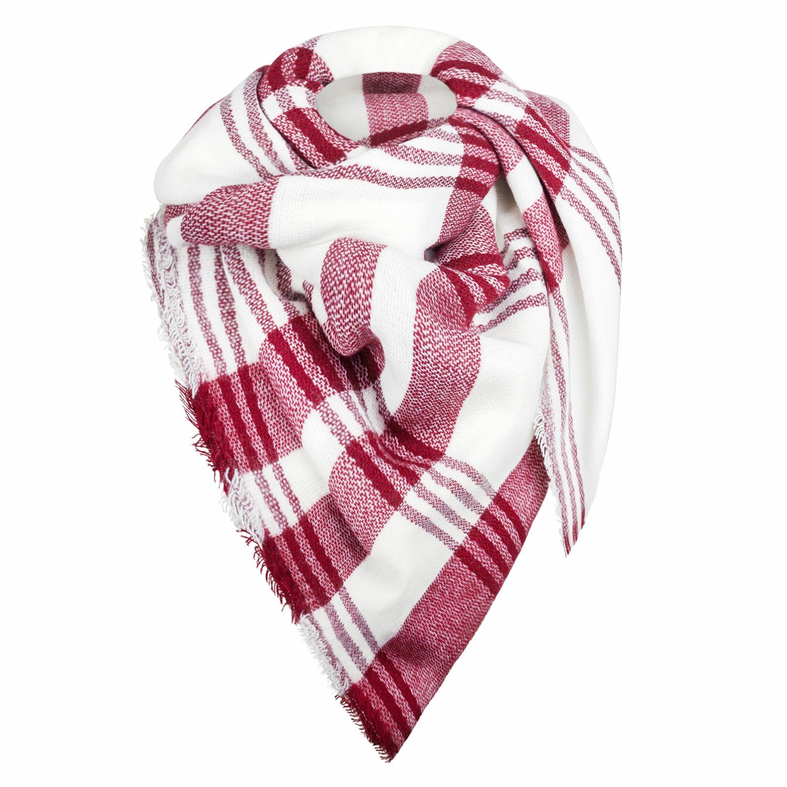 MyBeautyworld24 XXL-Schal Oversized Damen Herbst/Winter Schal weiss/rot