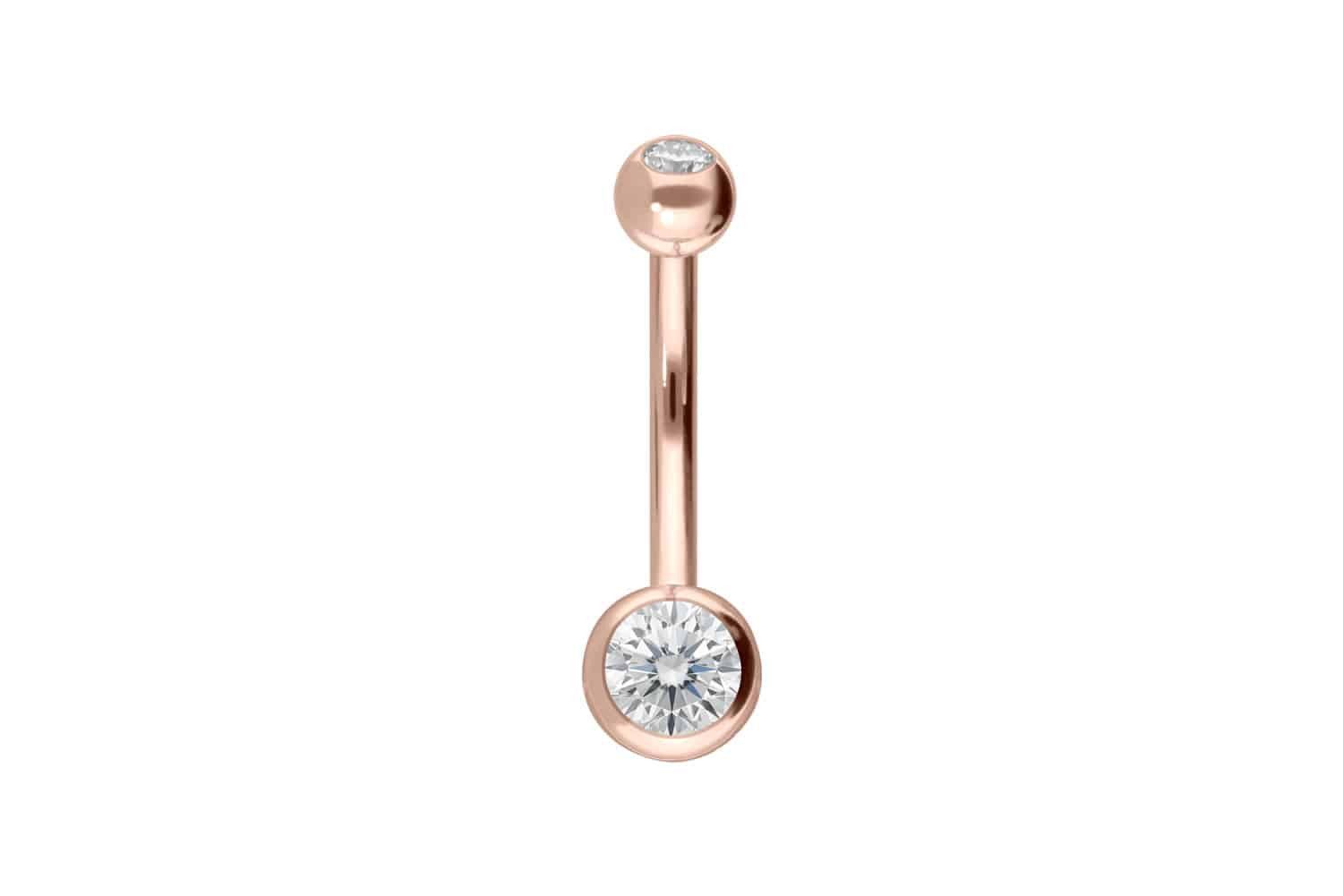 PIERCINGLINE Bauchnabelpiercing 18 Karat Gold Mini Bananabell 2 MOISSANITE (Bananabells, 1-tlg)
