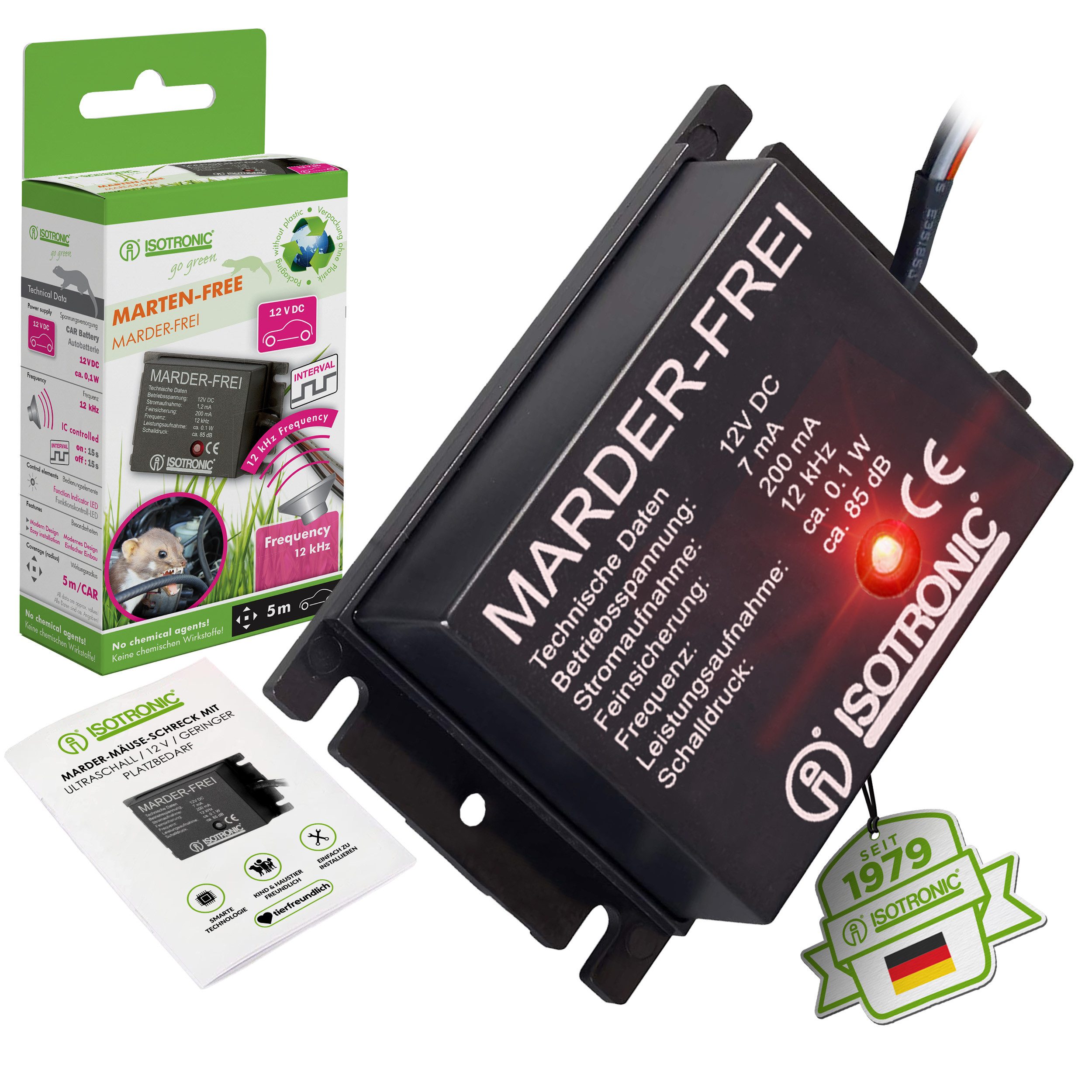 ISOTRONIC Ultraschall-Tierabwehr Marderfrei Auto, 1-tlg.