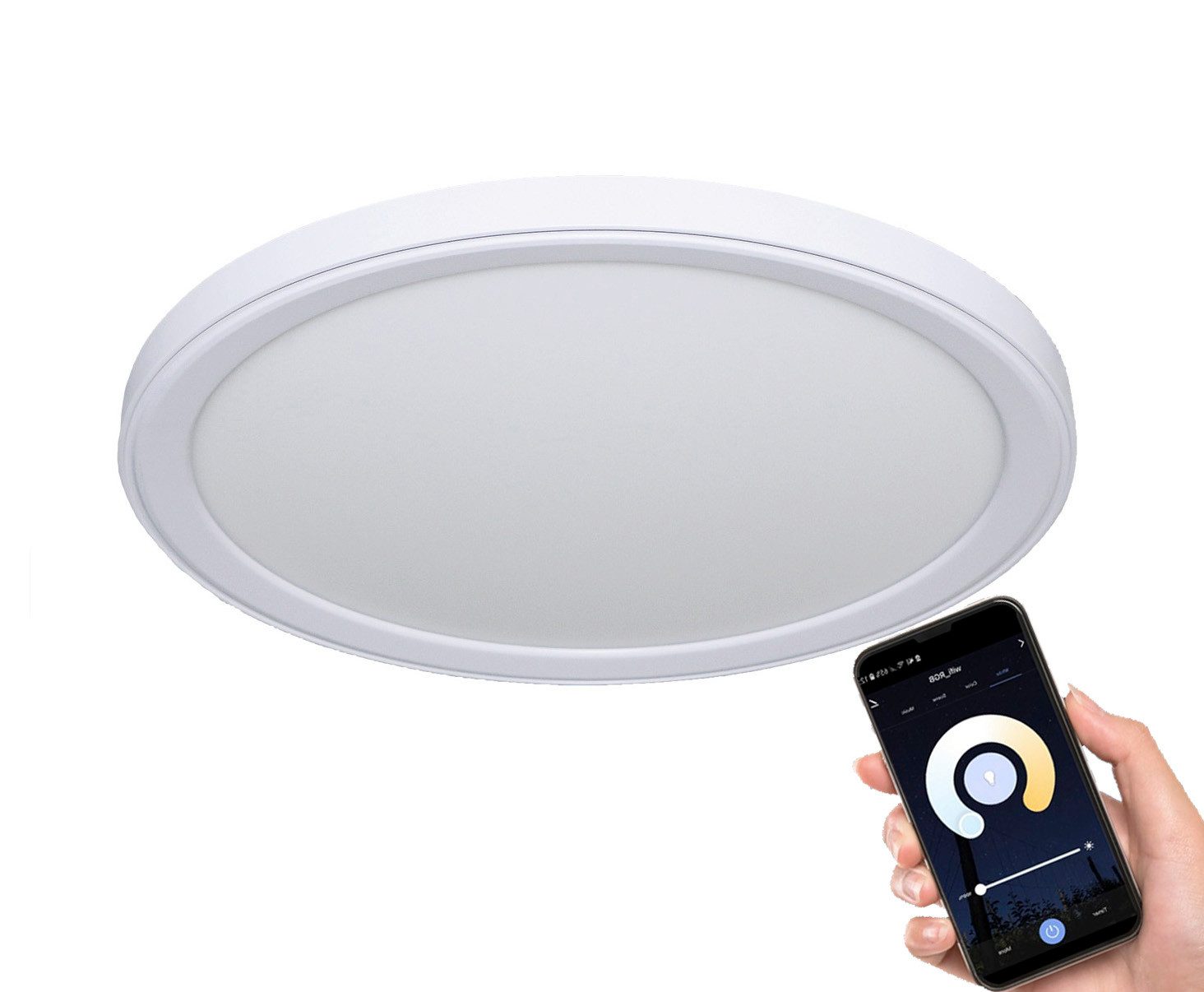 G&L Deckenleuchte Smart LED Deckenlampe, WLAN Deckenleuchte steuerbar via App, 2800 Lumen, LED fest integriert, 2700K-6500K, Kompatibel mit Alexa Google, für Wohnzimmer Schlafzimmer Flure