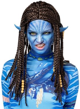 Metamorph Kostüm-Perücke Blaue Stammeskriegerin Perücke, Dunkelbraune Langhaar-Perücke aus zahlreichen geflochtenen Zöpfen