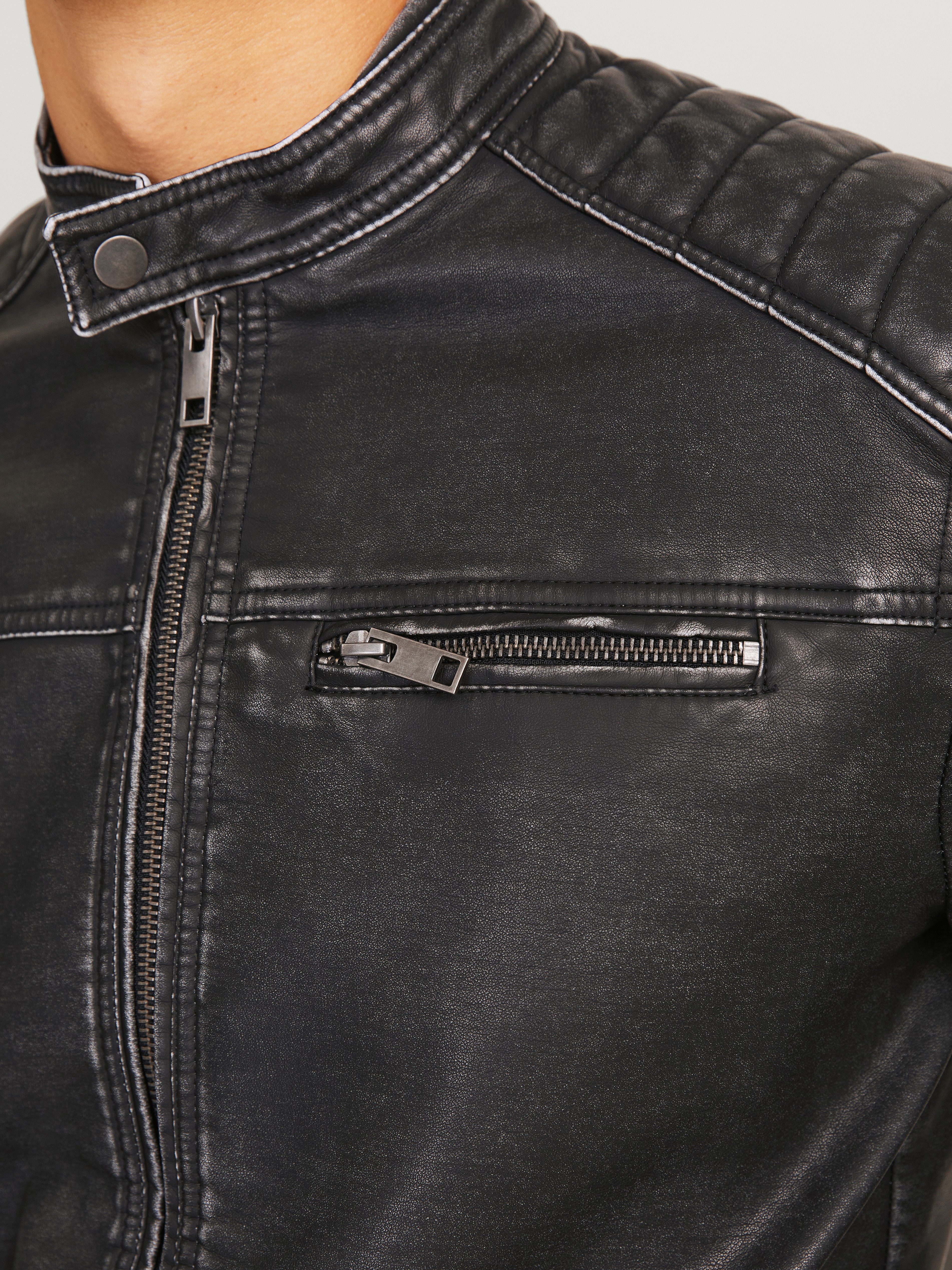 Jack & Jones Lederimitatjacke JJEROCKY WASHED PU JACKET NOOS mit Bandkragen günstig online kaufen