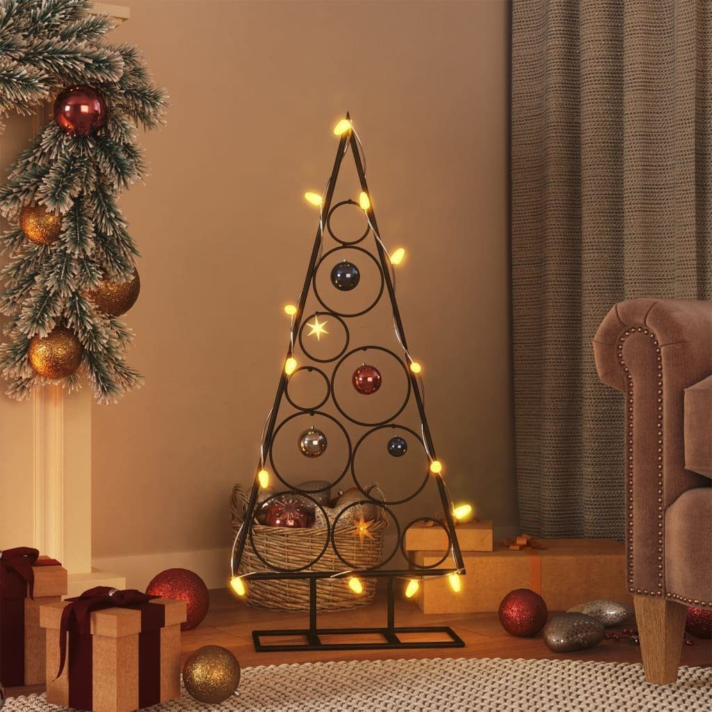 vidaXL Künstlicher Weihnachtsbaum Metall-Weihnachtsbaum für Dekorationen Schwarz 90 cm