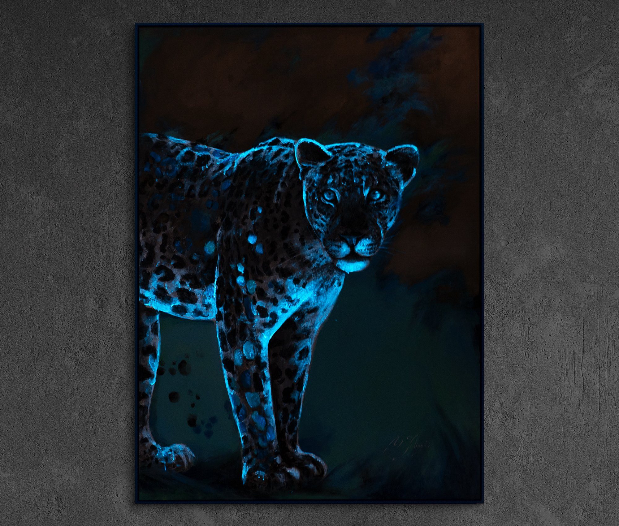 YS-Art Gemälde "Geschick und Rahmen in Stärke", Mit Blau Tiere